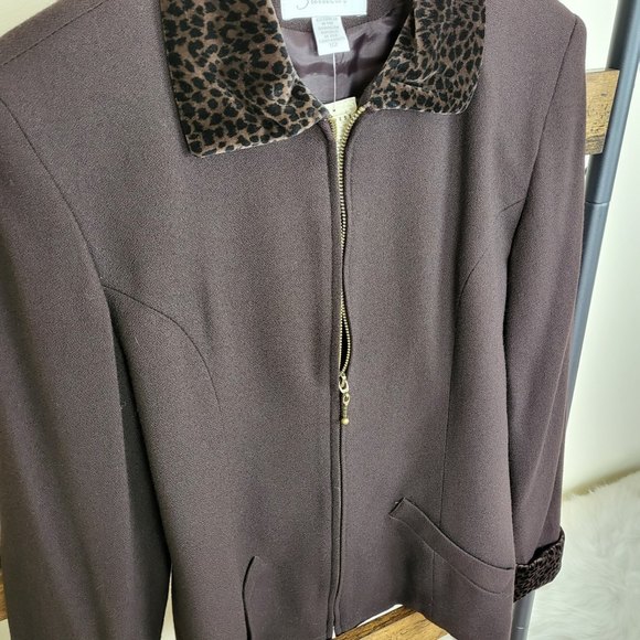 NWT Express Tailleur wool blend brown zip blazer jacket size S - Picture 2 of 10